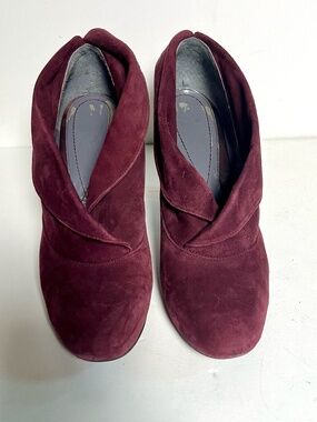 Women's Burgundy Leather Booties 3.5" Heel US Sz 10 Witchy Fall Ankle Boots